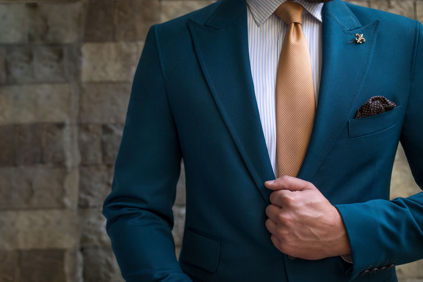 Sewing Done Wright Man in Teal Suit